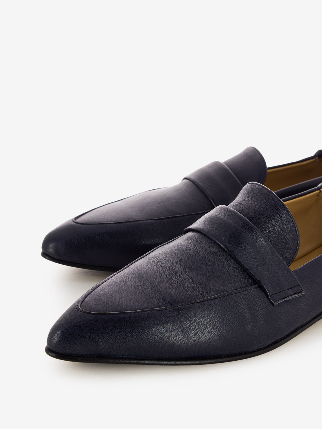 Mocassini a punta in pelle blu