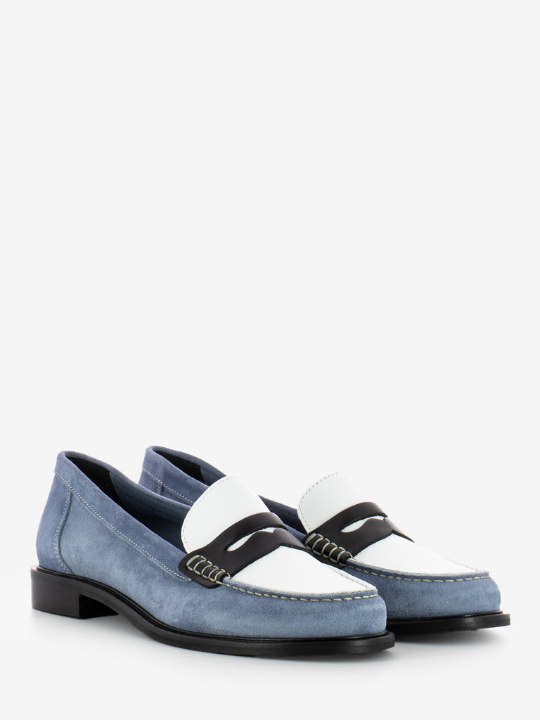 STIMM - Mocassini bicolore azzurro / bianco