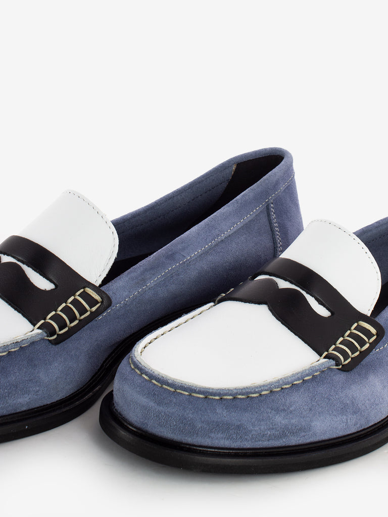 STIMM - Mocassini bicolore azzurro / bianco