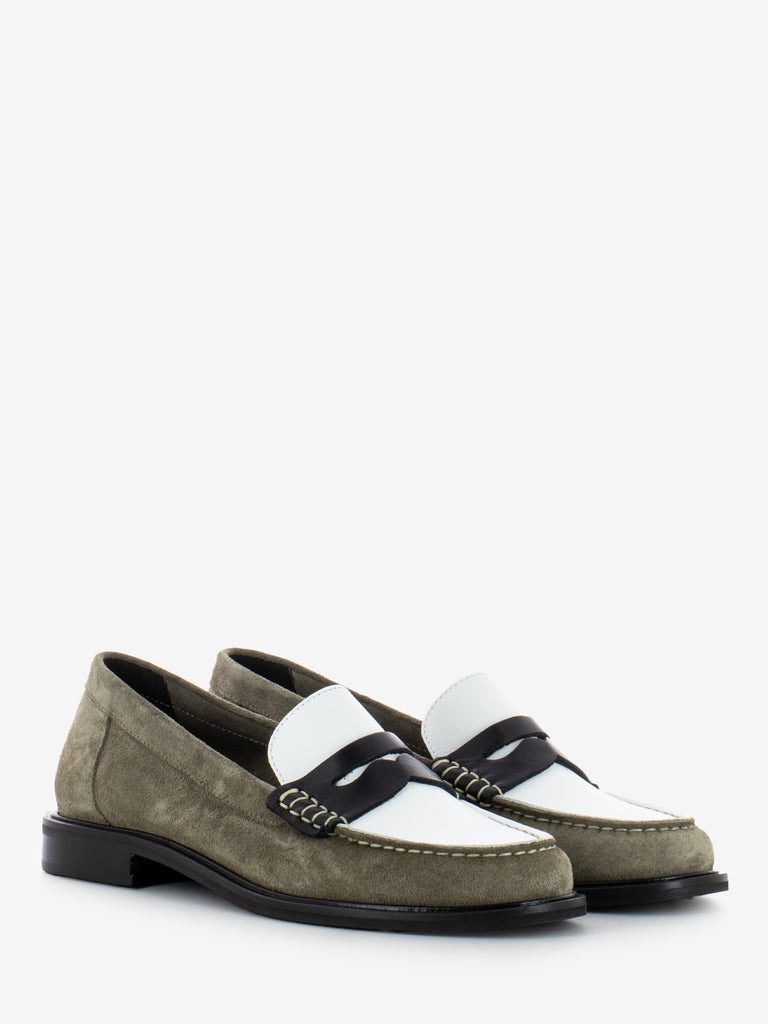 STIMM - Mocassini bicolore mud bianco elsa