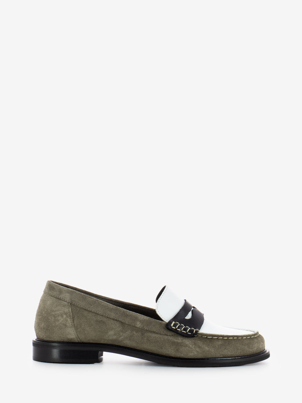 Mud white elsa two-tone moccasins