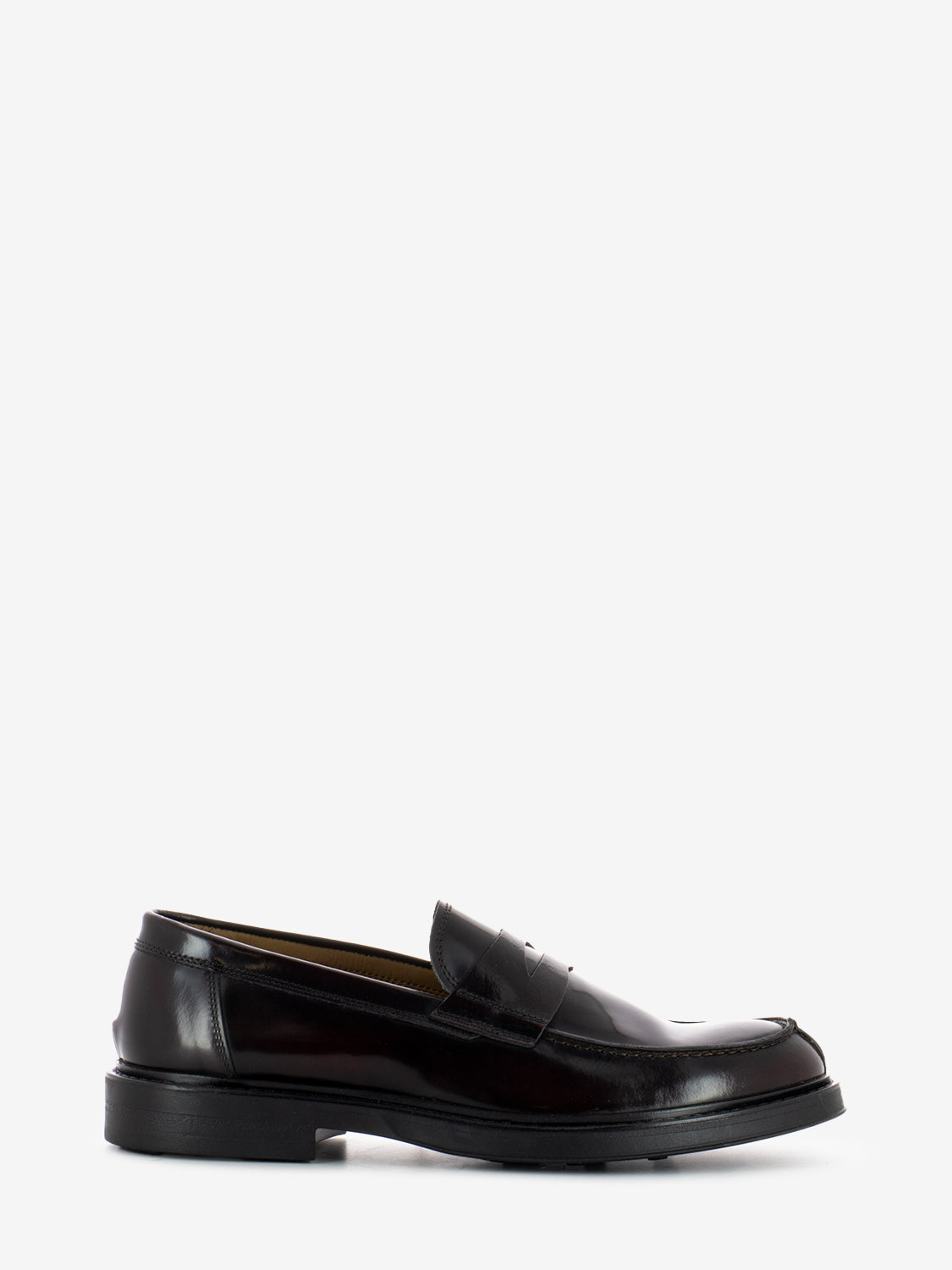 Burgundy brushed leather college moccasins