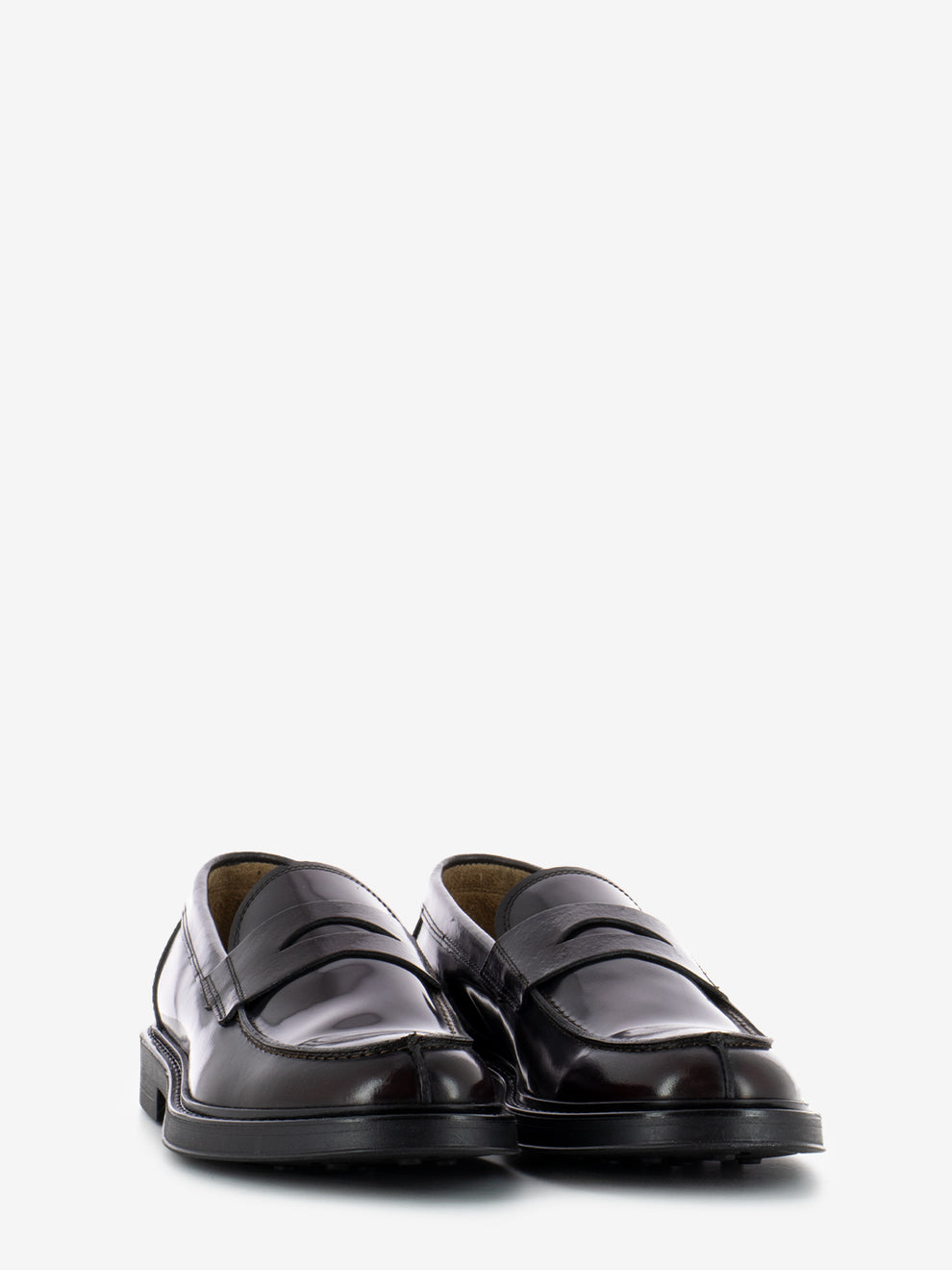 Burgundy brushed leather college moccasins
