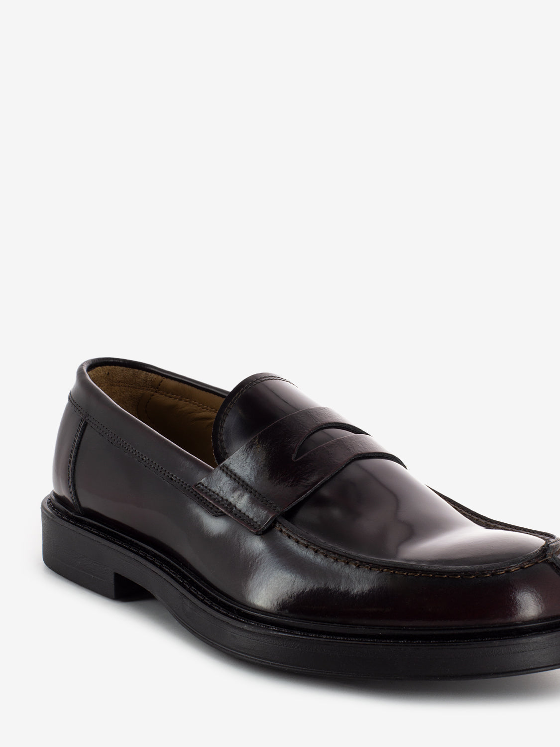 Burgundy brushed leather college moccasins