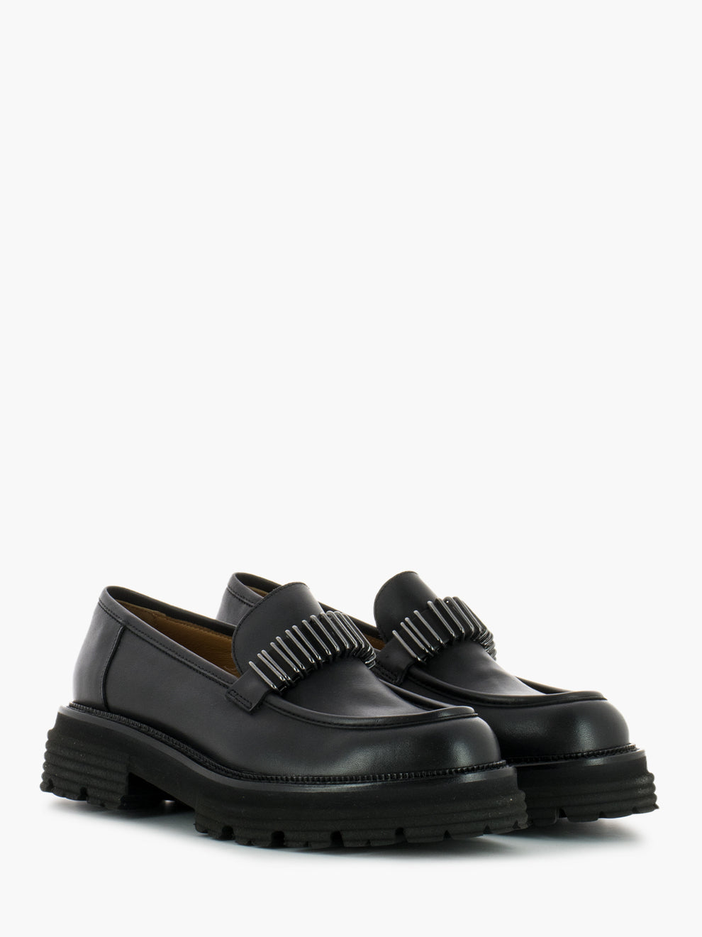 Moccasins with black leather accessory