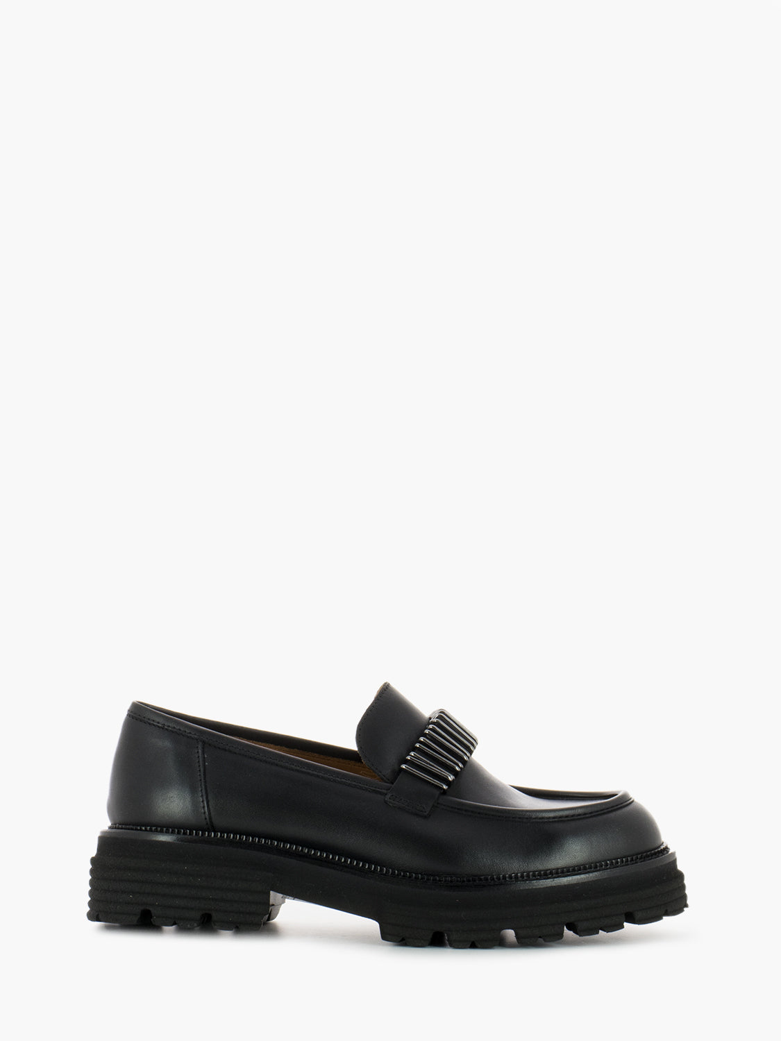 Moccasins with black leather accessory