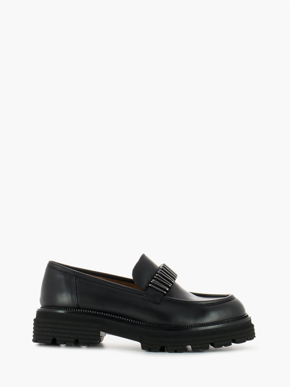 Moccasins with black leather accessory