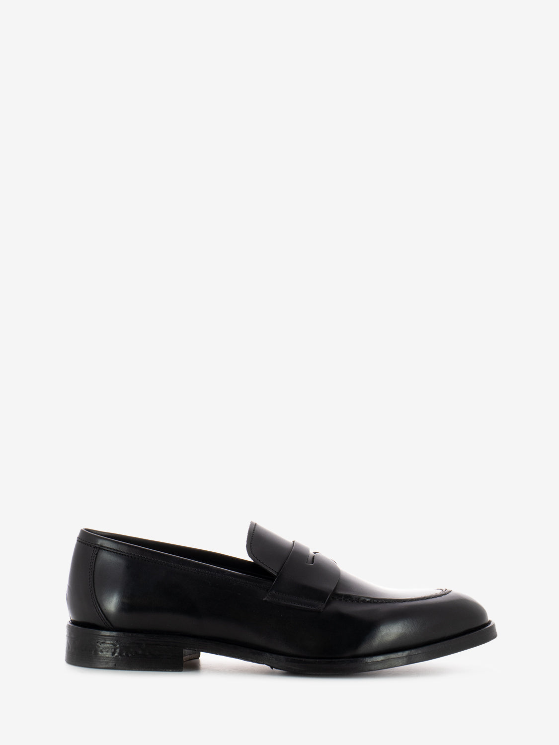 Black Leather Penny Band Loafers