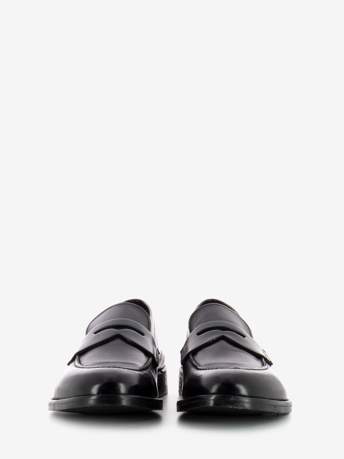 Black Leather Penny Band Loafers