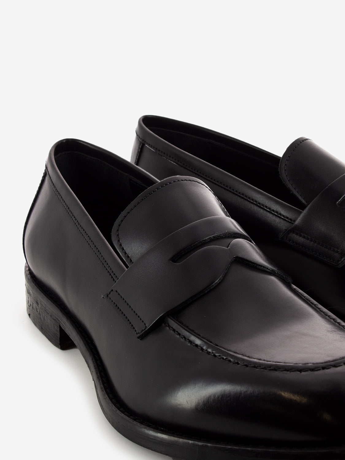 Black Leather Penny Band Loafers