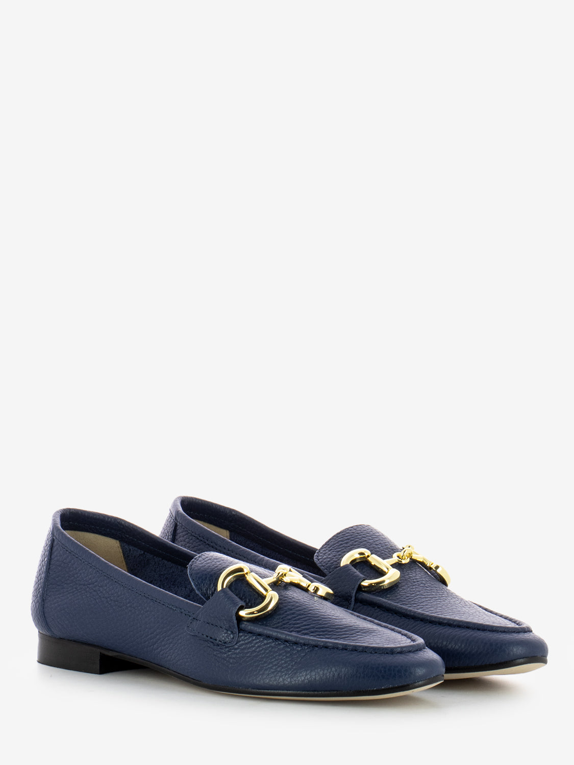 Dante hammered leather loafers with blue accessory