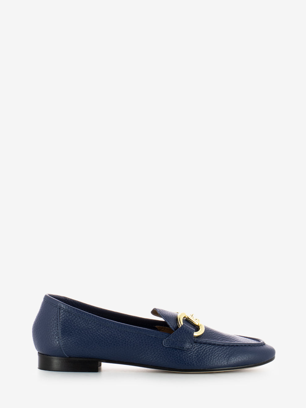 Dante hammered leather loafers with blue accessory