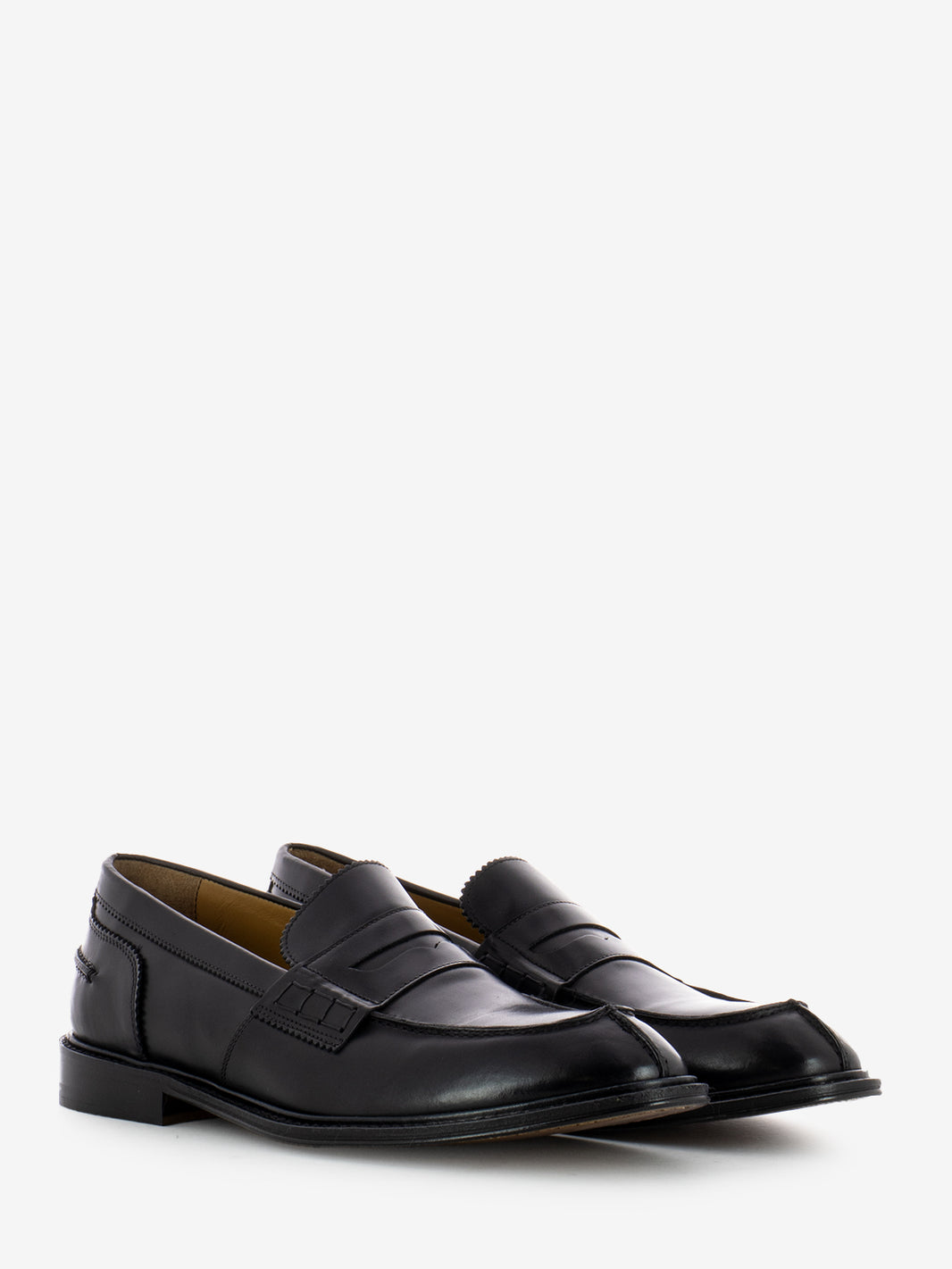 Black leather loafers