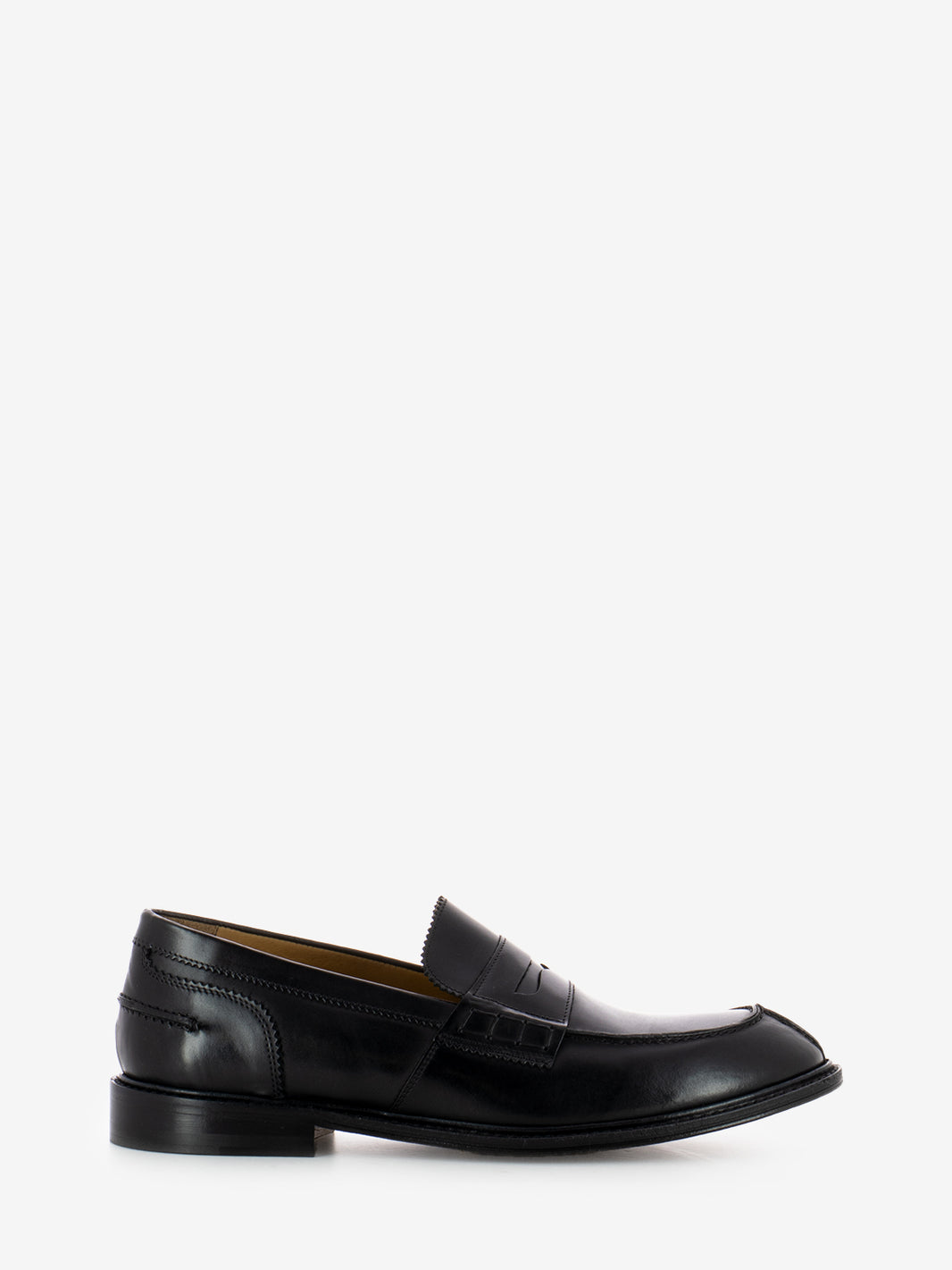 Black leather loafers