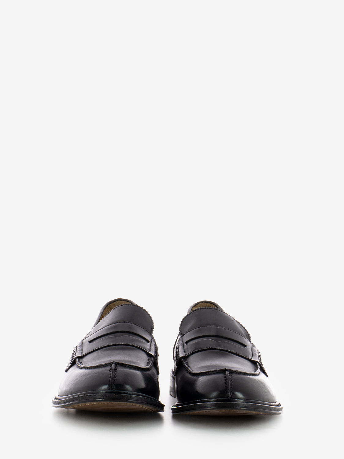 Black leather loafers