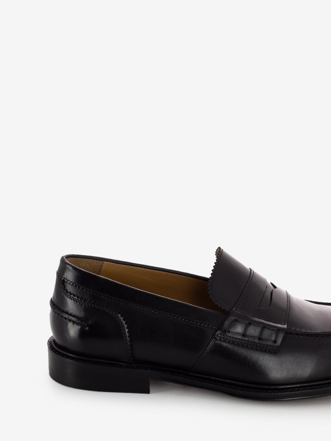 Black leather loafers