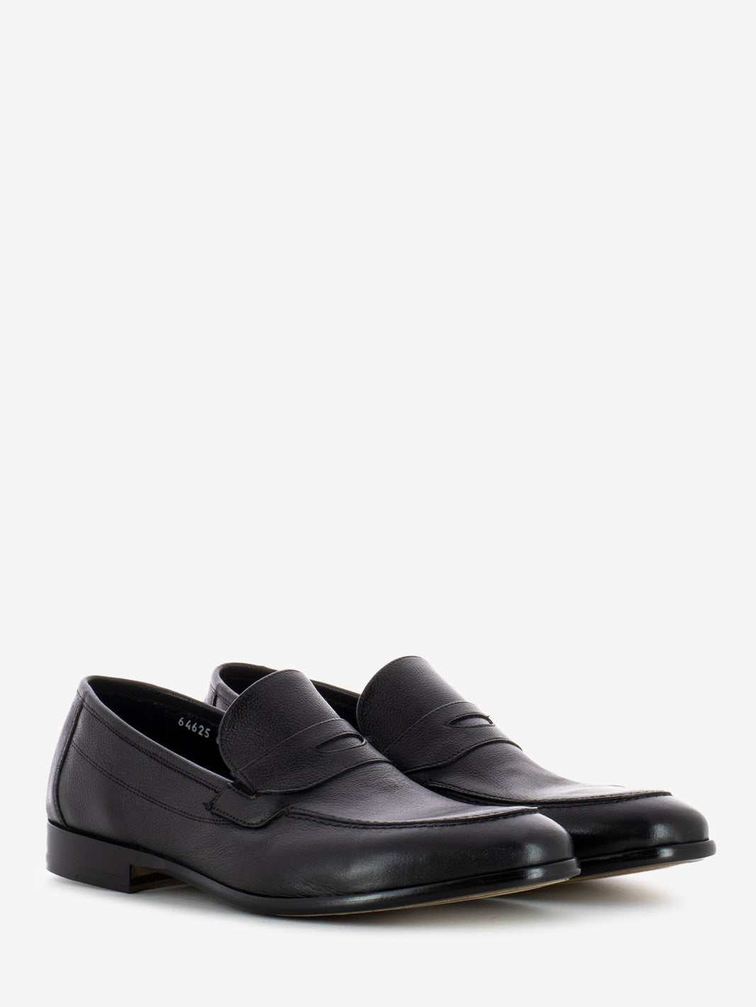 Black leather loafers