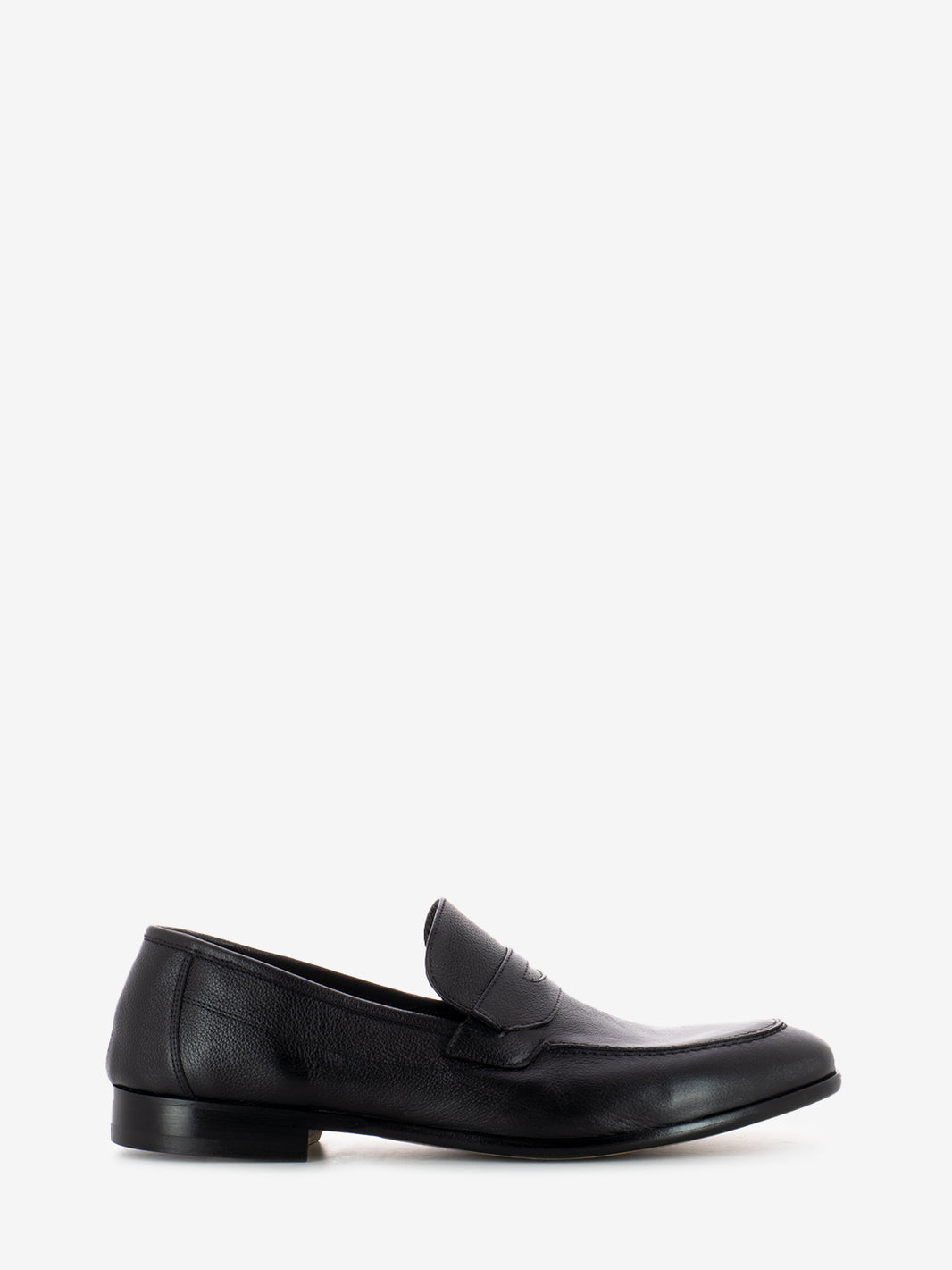 Black leather loafers