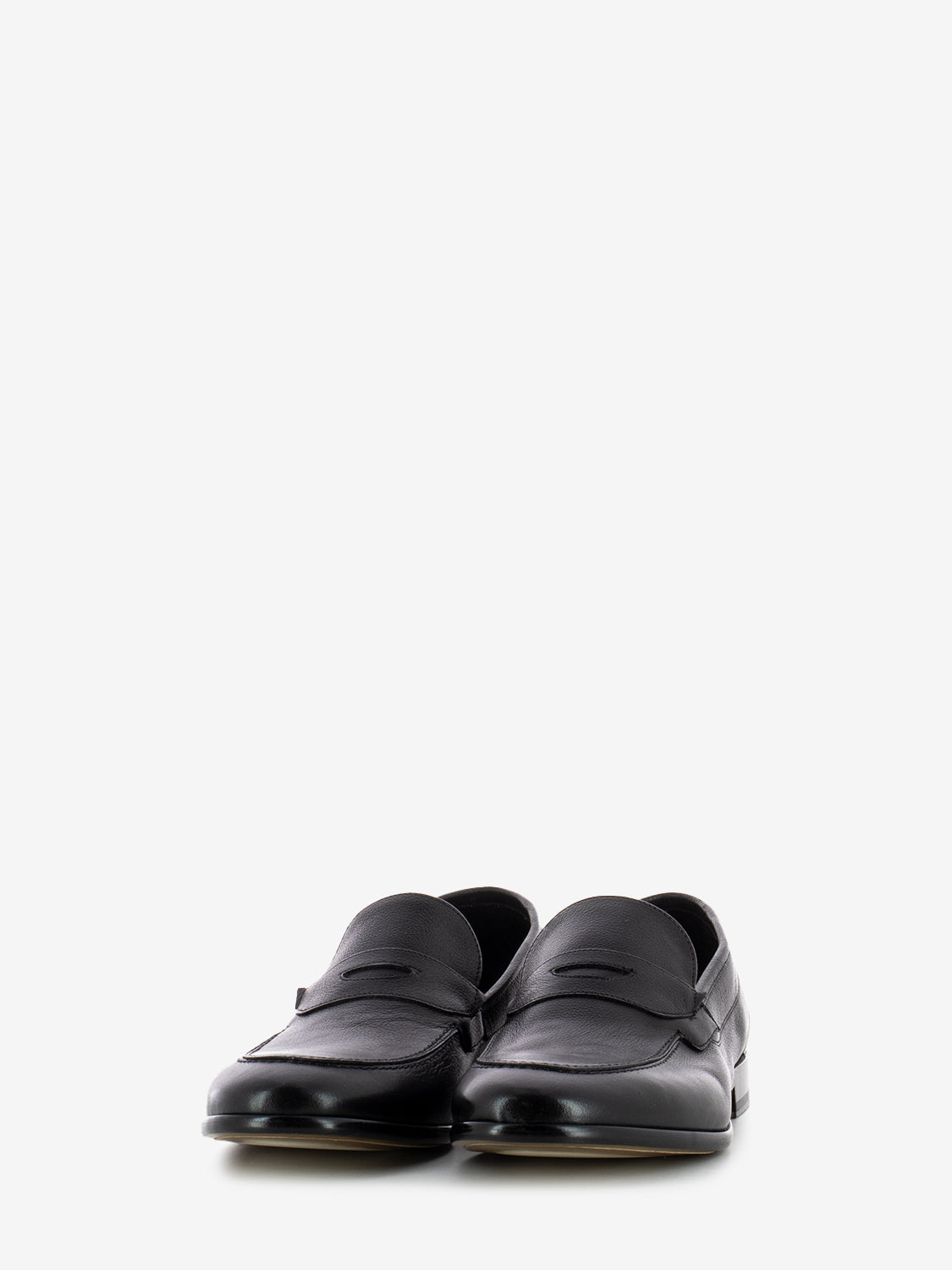 Black leather loafers
