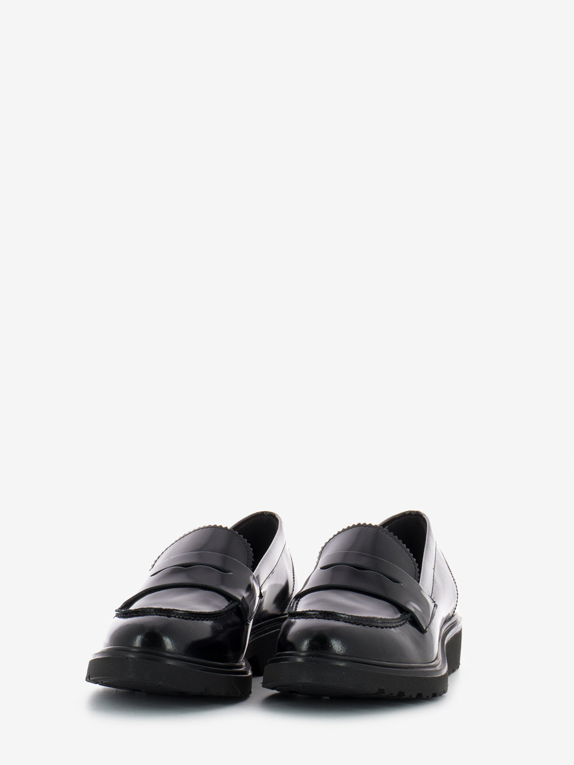 Black brushed leather loafers