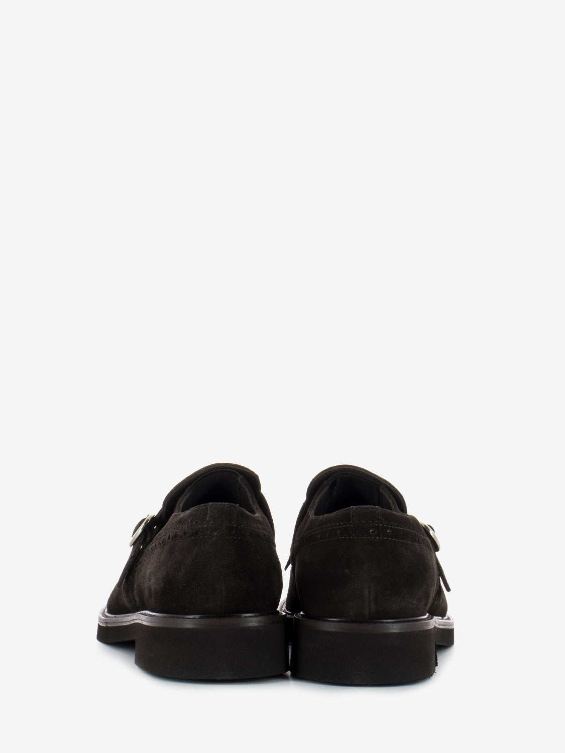Suede Loafers with Brown Strap and Fringe