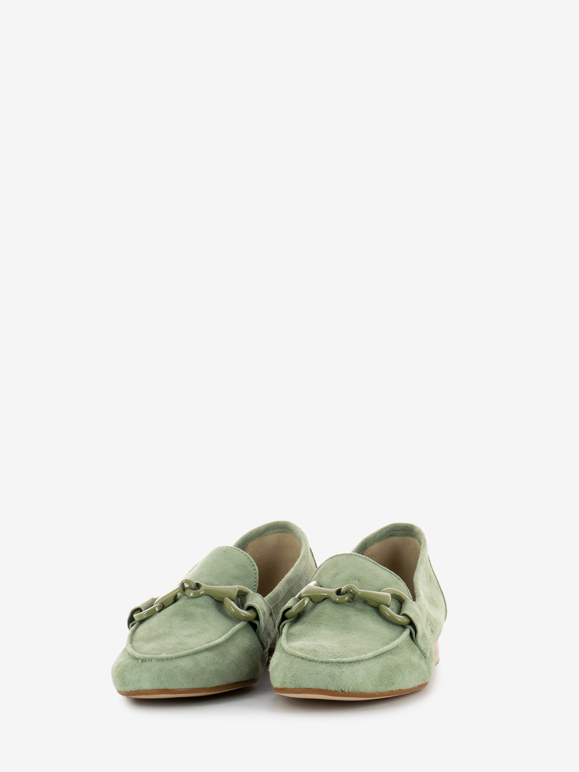 Sage suede loafers with clip
