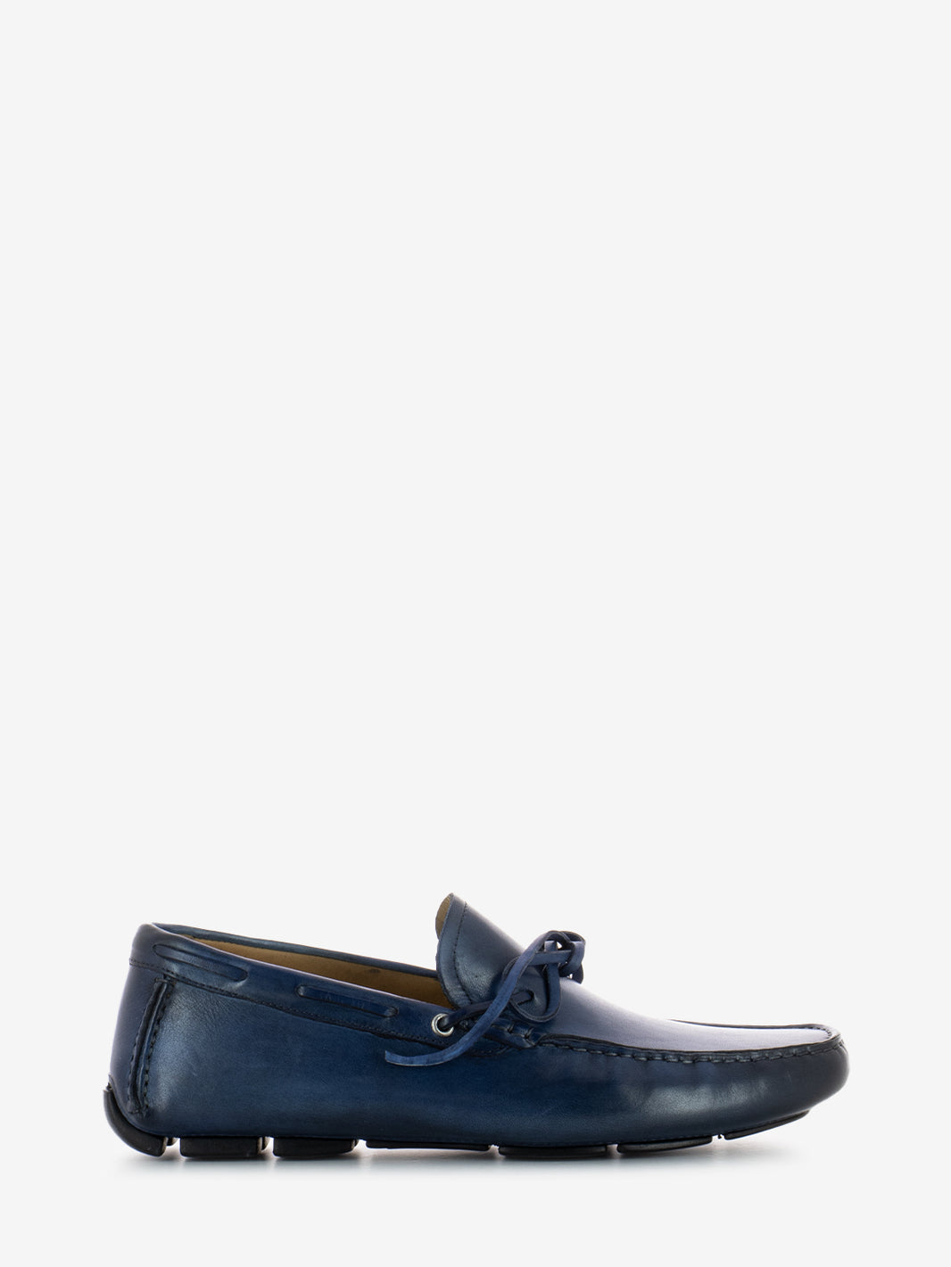 Blue Leather Bow Moccasin