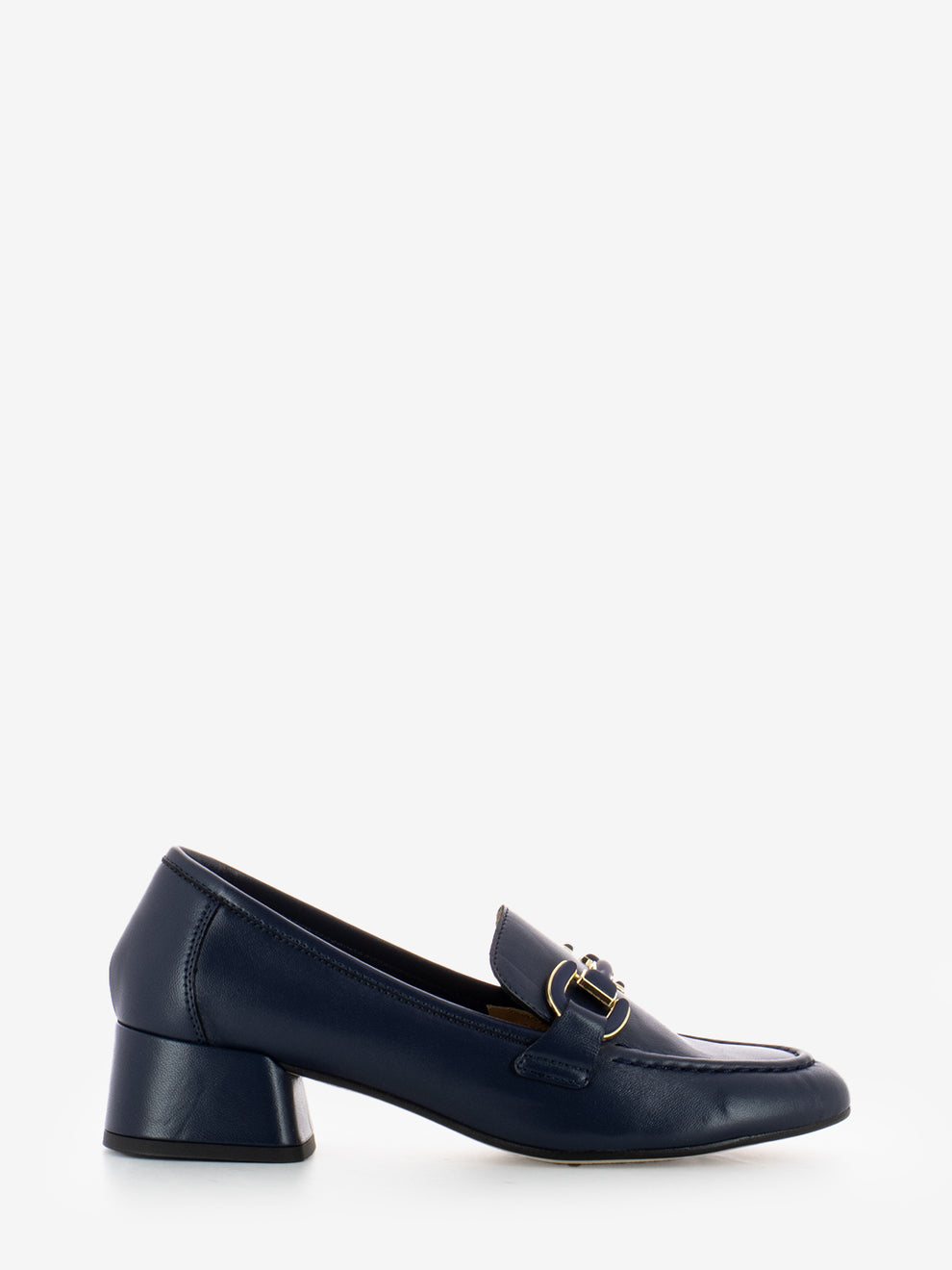 Mocassino con tacco blu