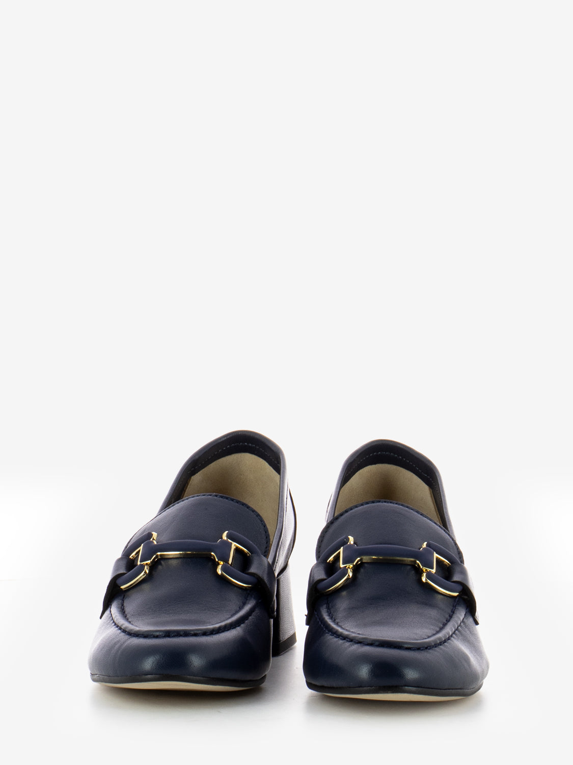 Mocassino con tacco blu