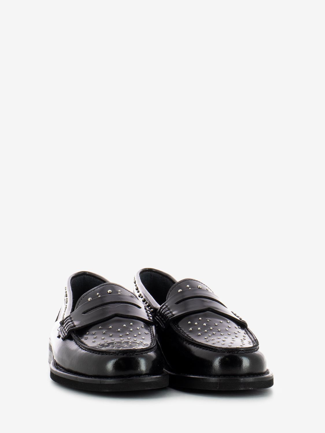 Mocassino Ilary in pelle effetto shine con borchie