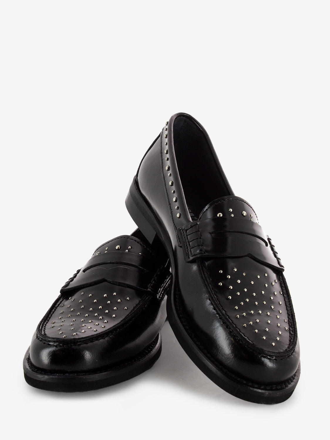 Mocassino Ilary in pelle effetto shine con borchie
