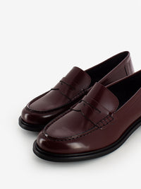 Burgundy brushed leather moccasin