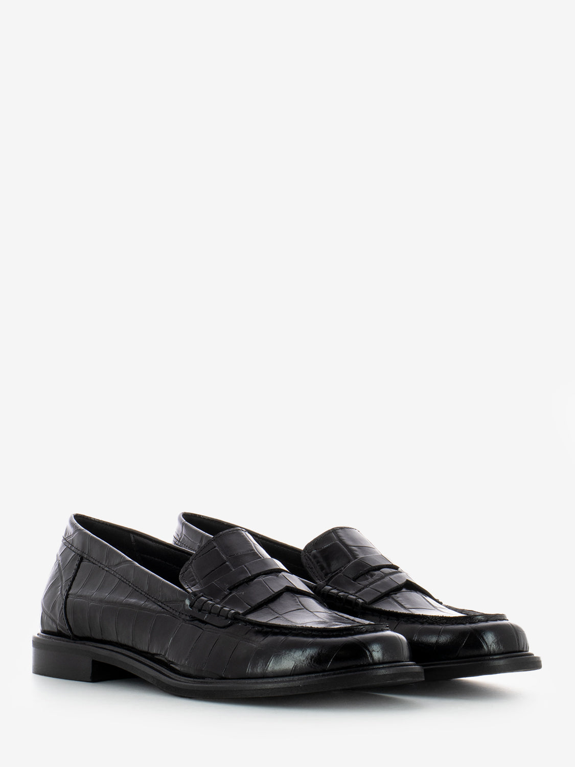 Mocassino in pelle coccodrillo nero