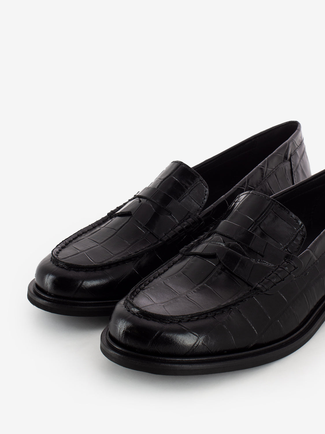 Mocassino in pelle coccodrillo nero