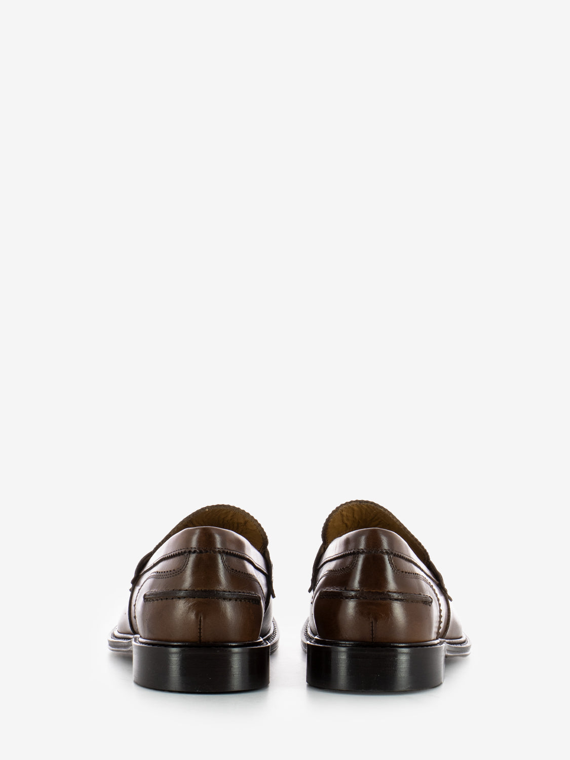 Brown leather penny loafer
