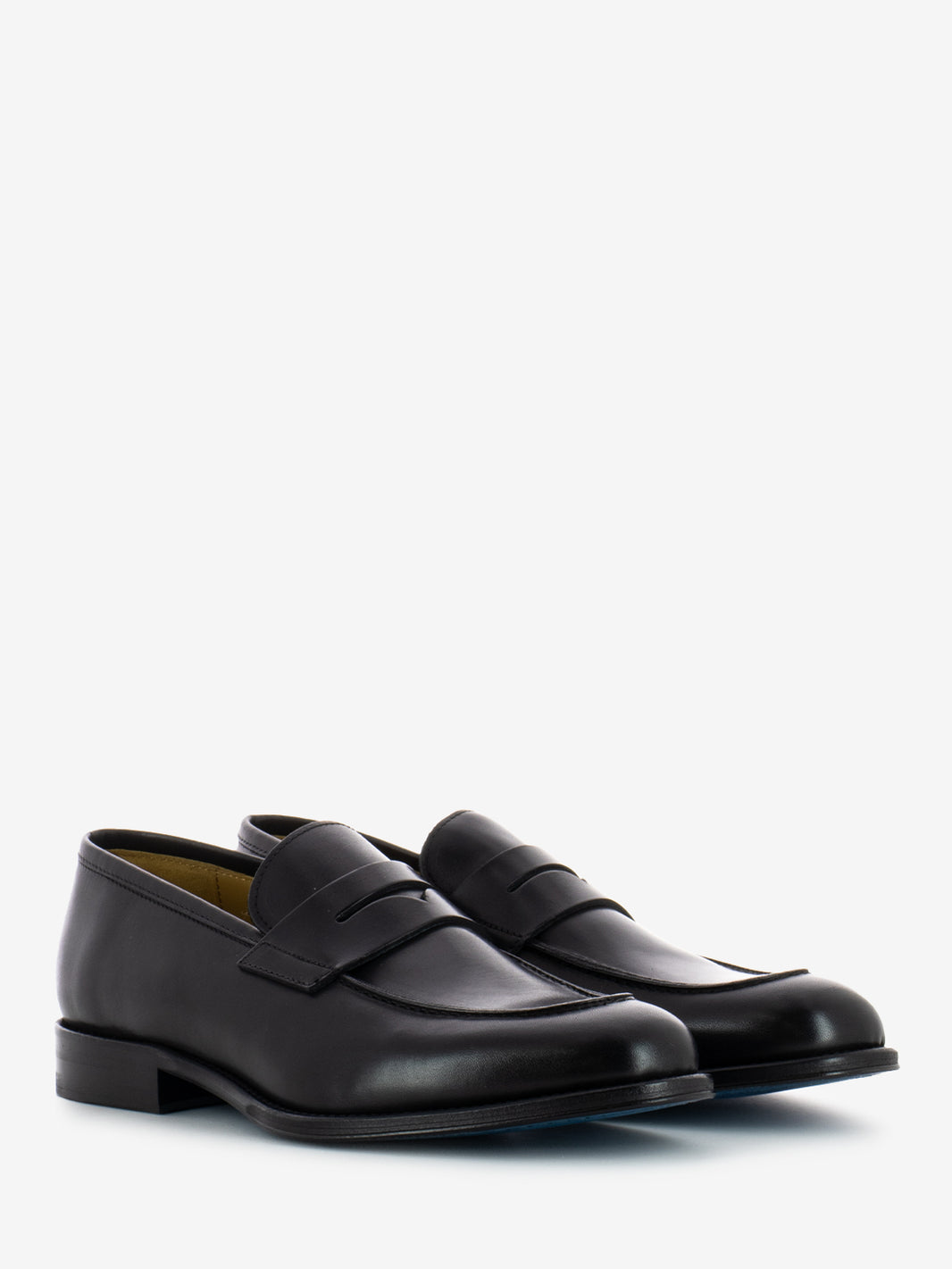 Black leather penny loafer