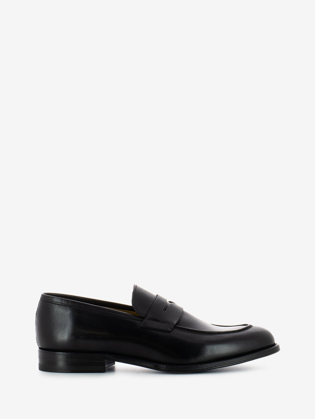Black leather penny loafer