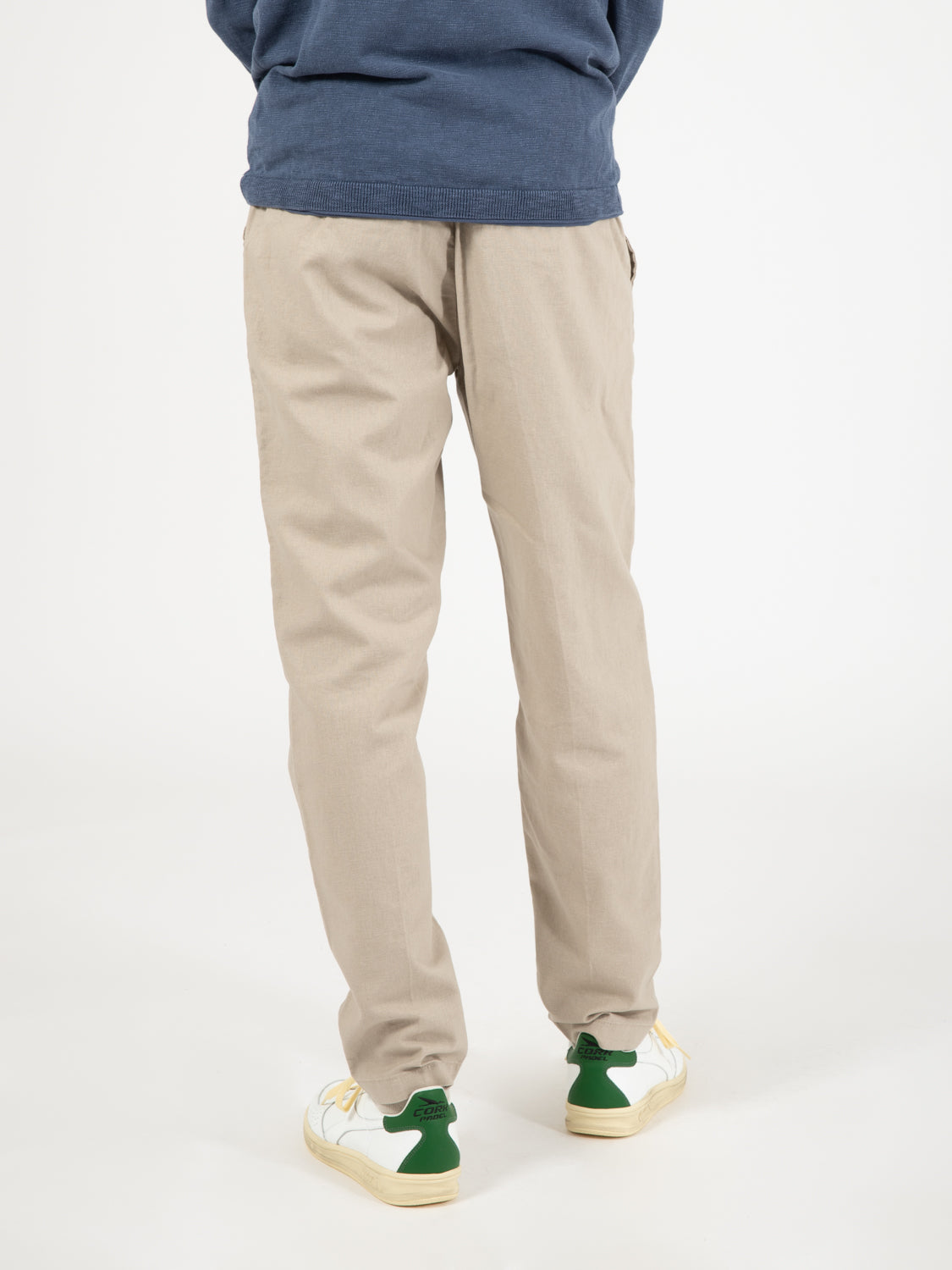 Sand linen blend trousers