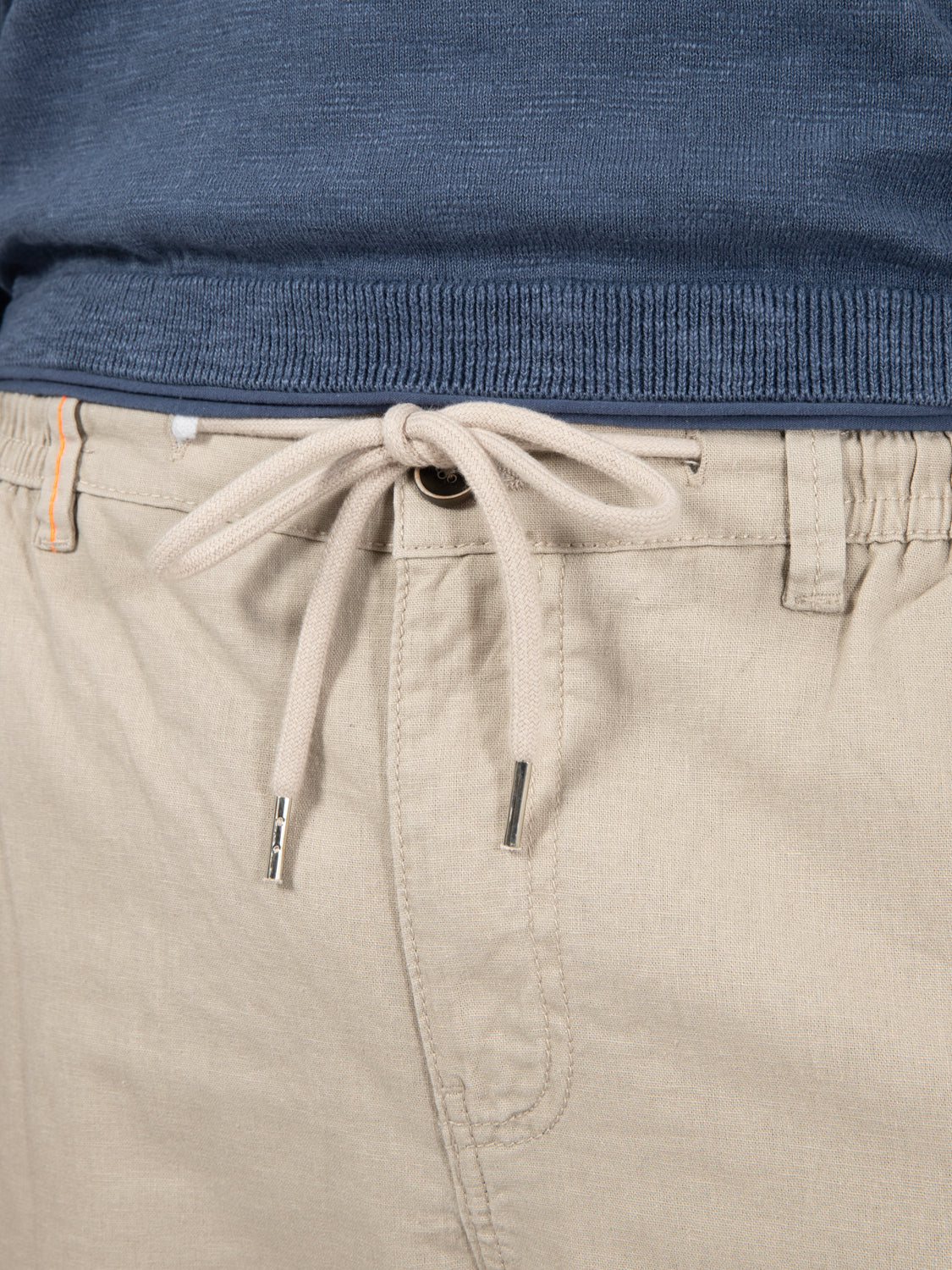 Sand linen blend trousers