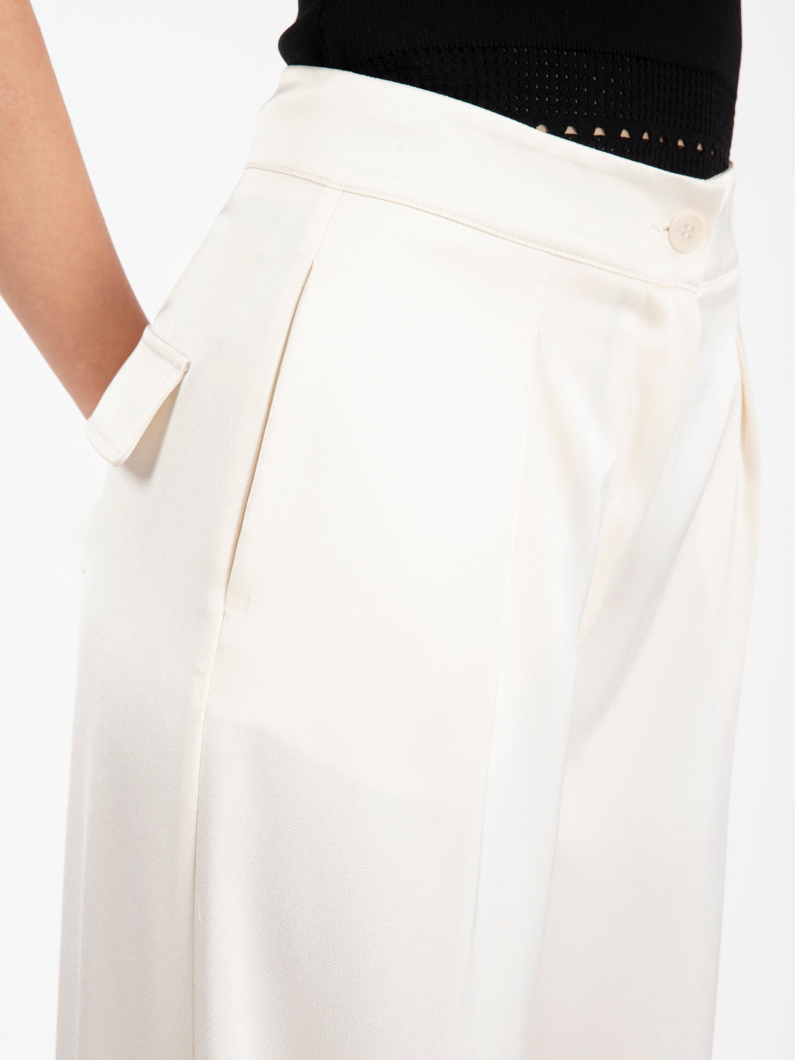 Cream satin palazzo trousers