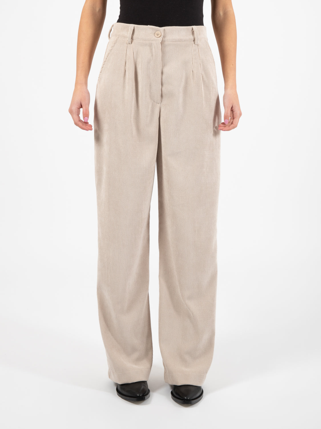 Natural velvet palazzo trousers