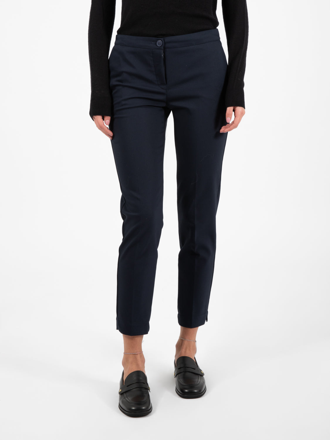 Blue cotton cigarette trousers