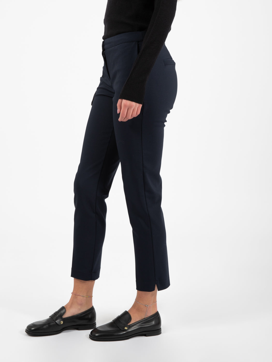 Blue cotton cigarette trousers