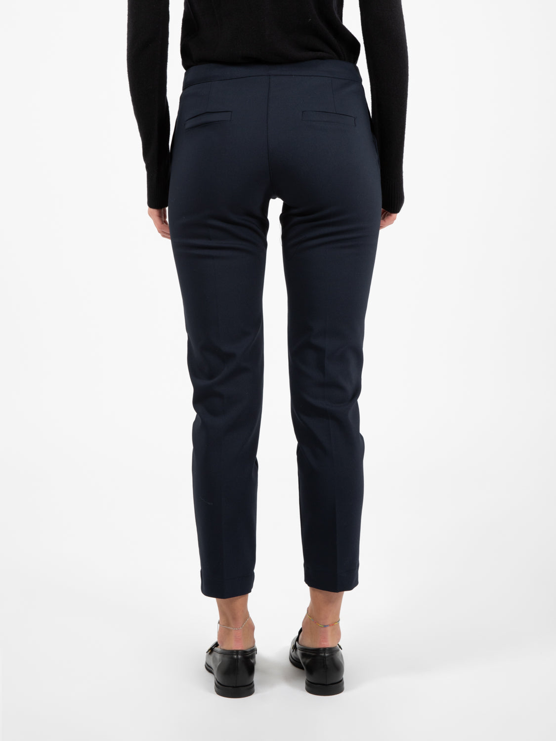 Blue cotton cigarette trousers