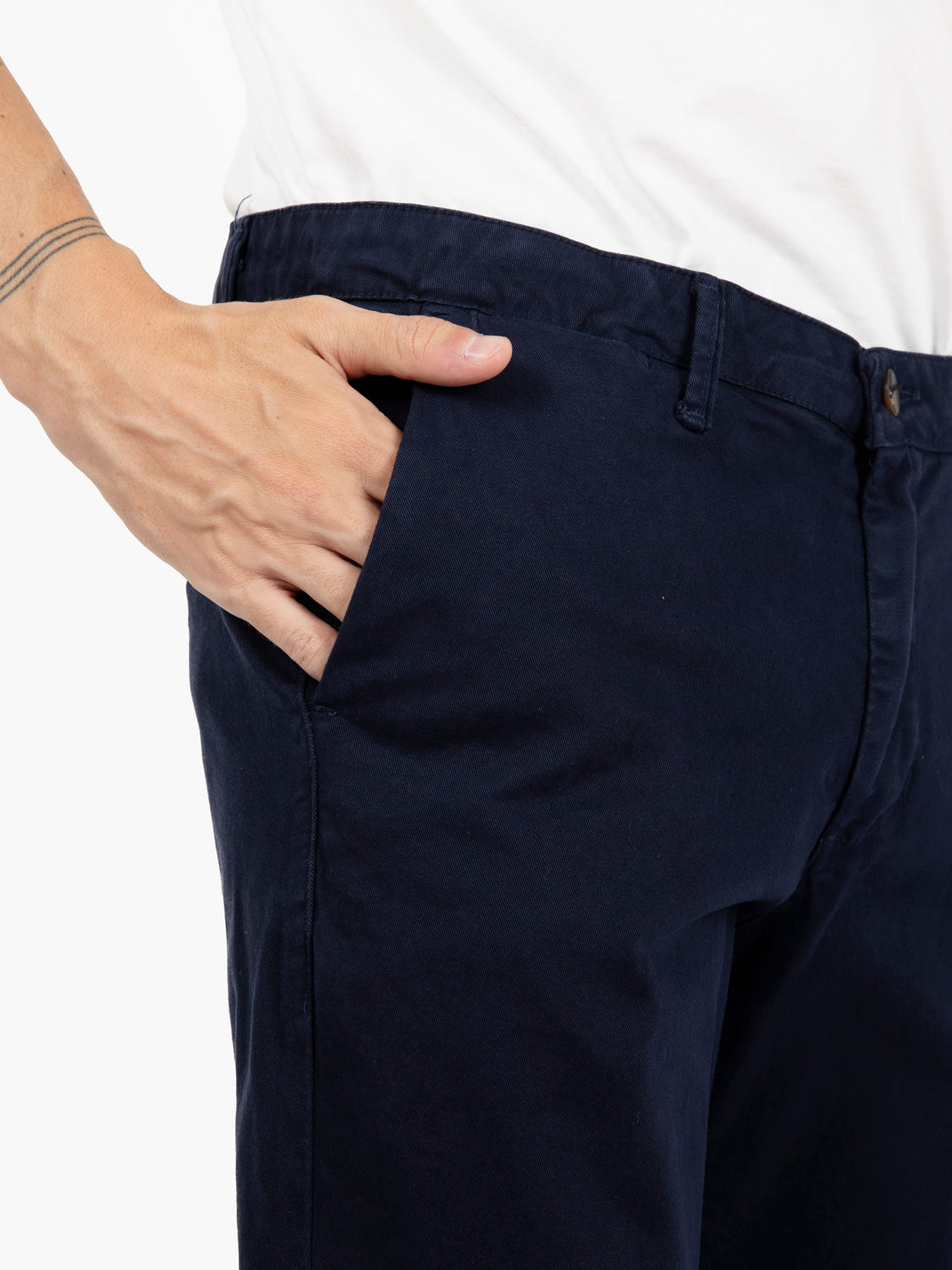 Blue chino trousers