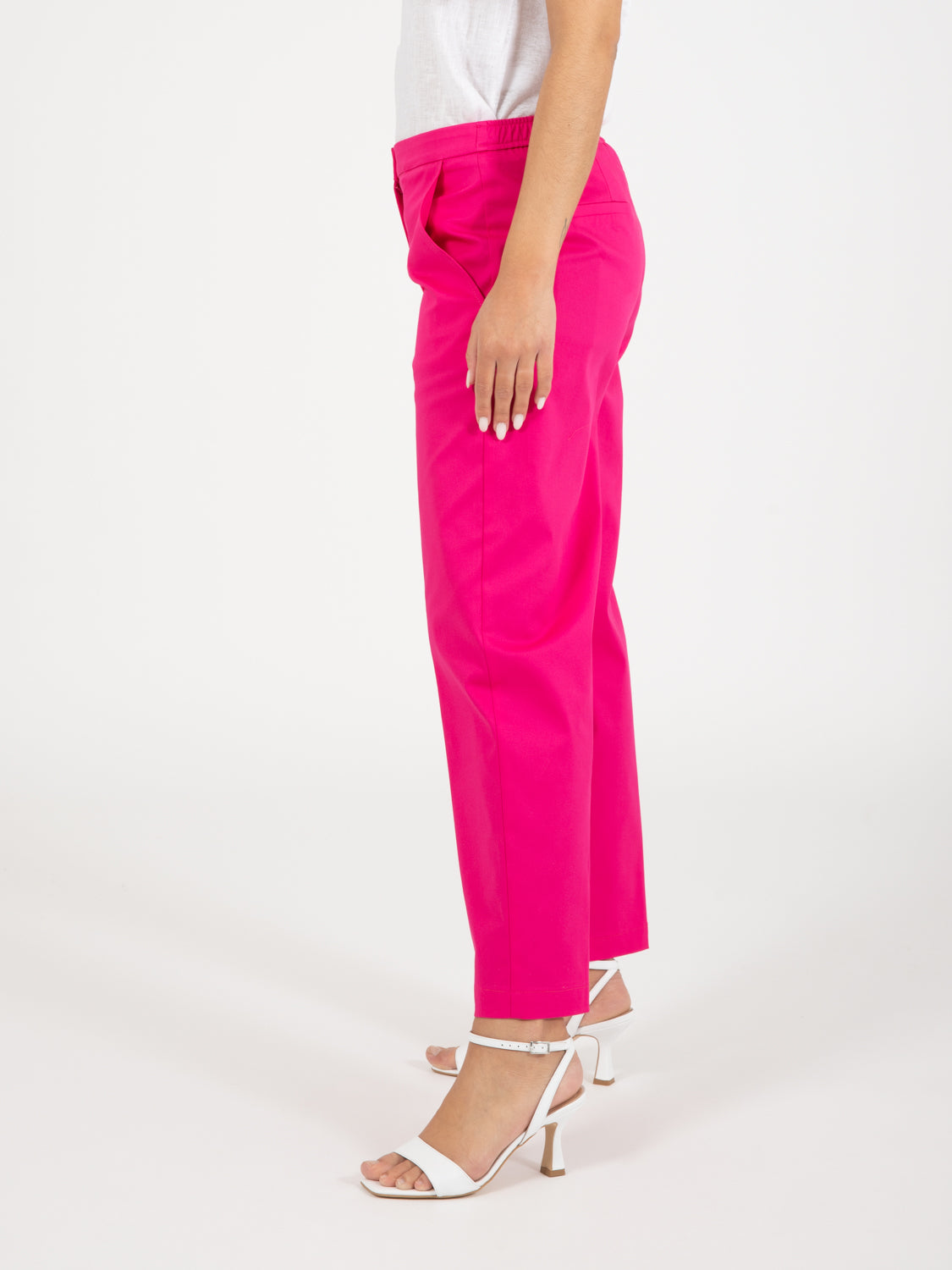 Fuchsia cotton cropped trousers