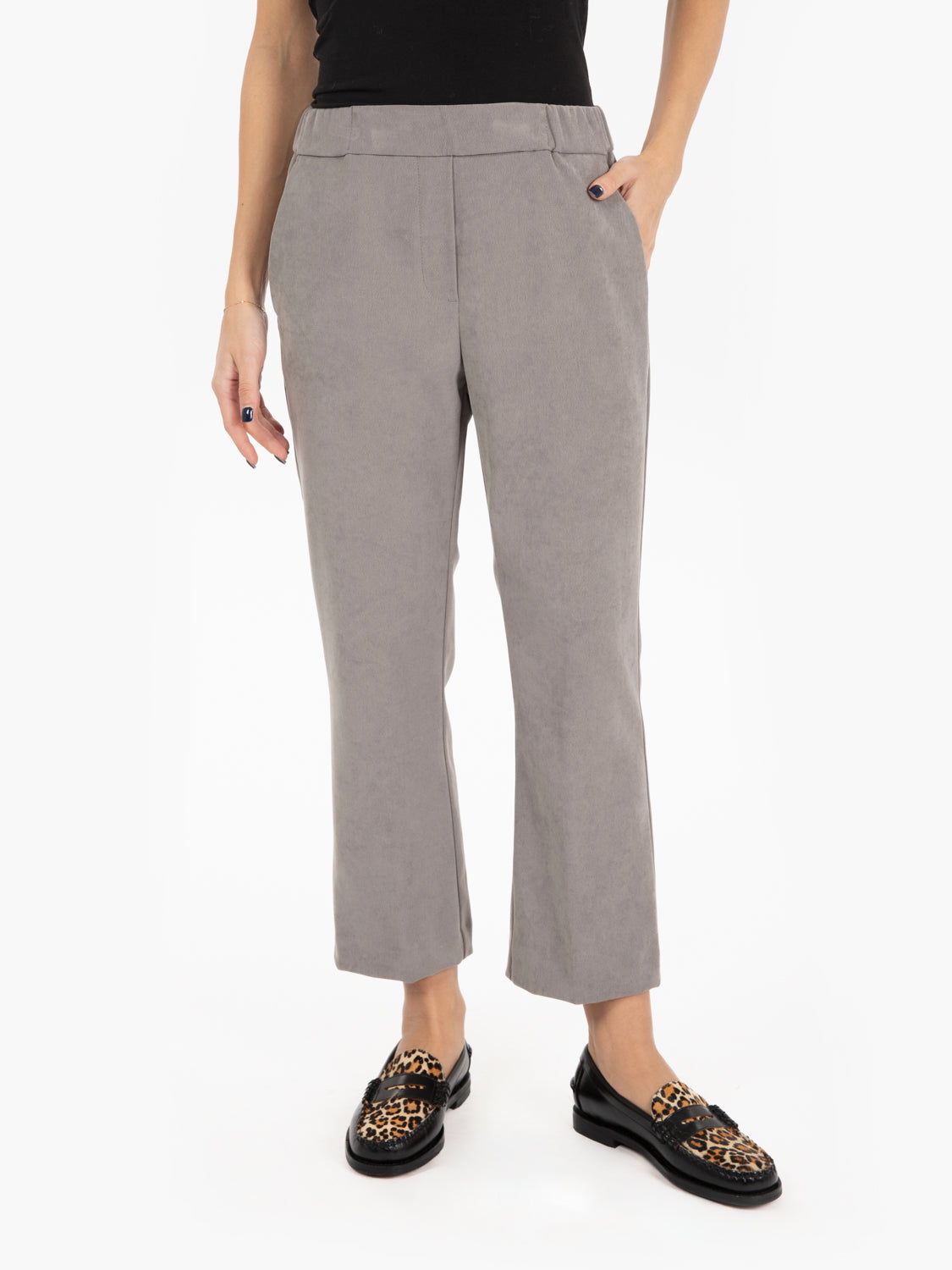 Pantalone Cusano a trombetta grigio perla