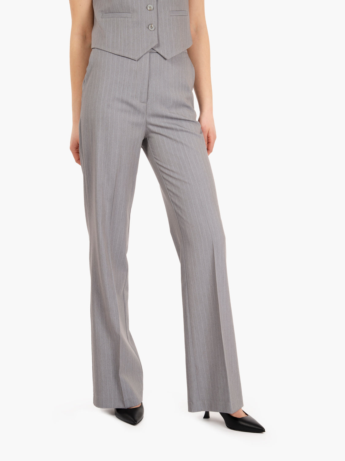 Pantalone dritto grigio gessato
