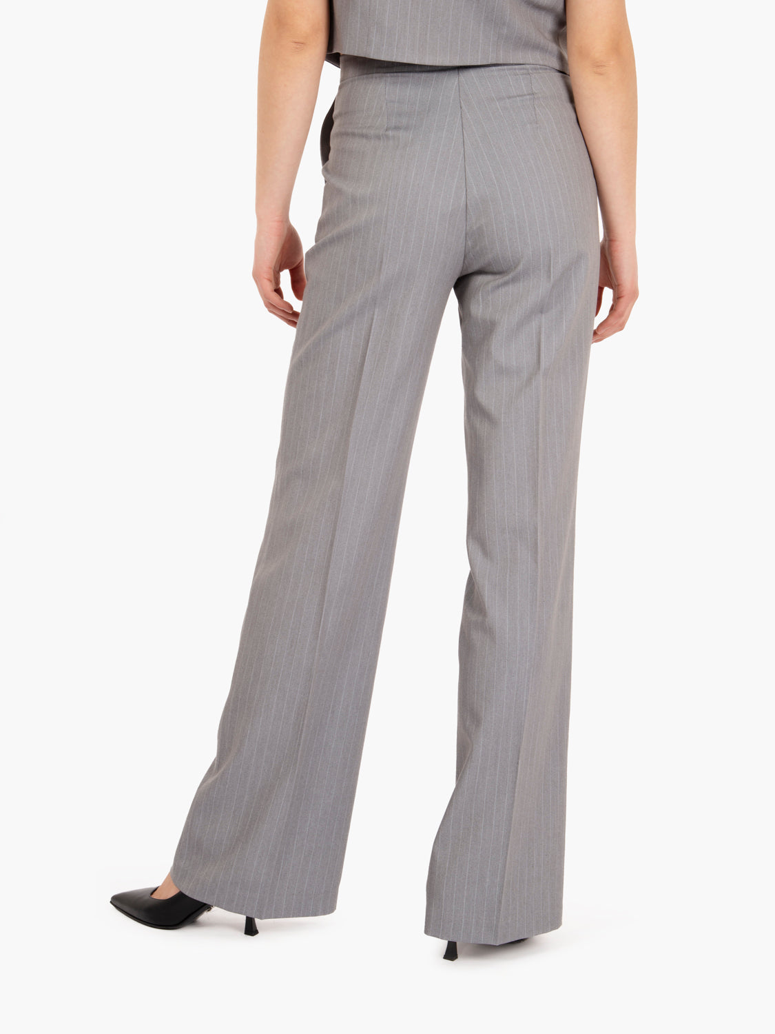 Pantalone dritto grigio gessato