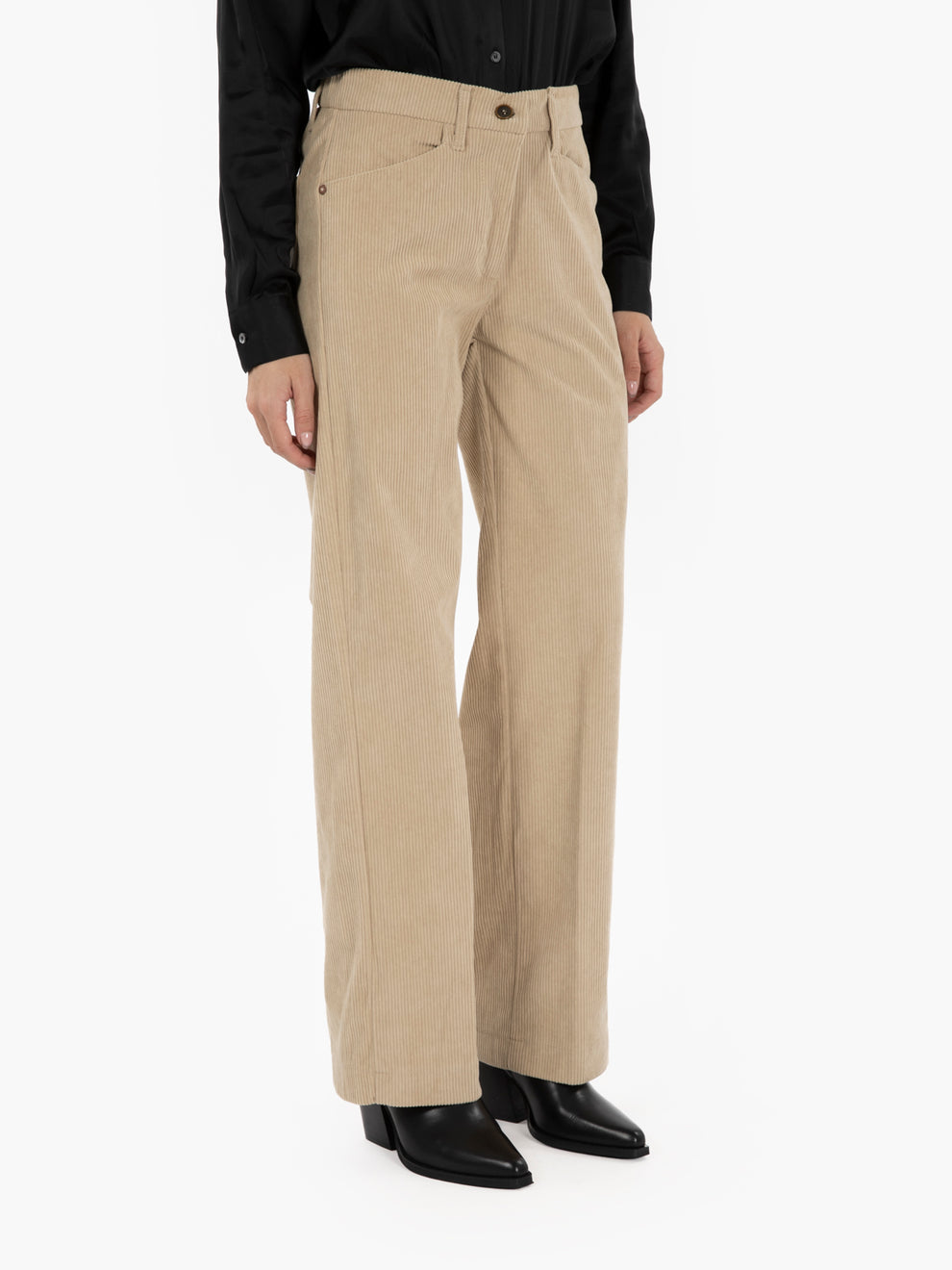 Pantalone Gaia a palazzo in velluto beige